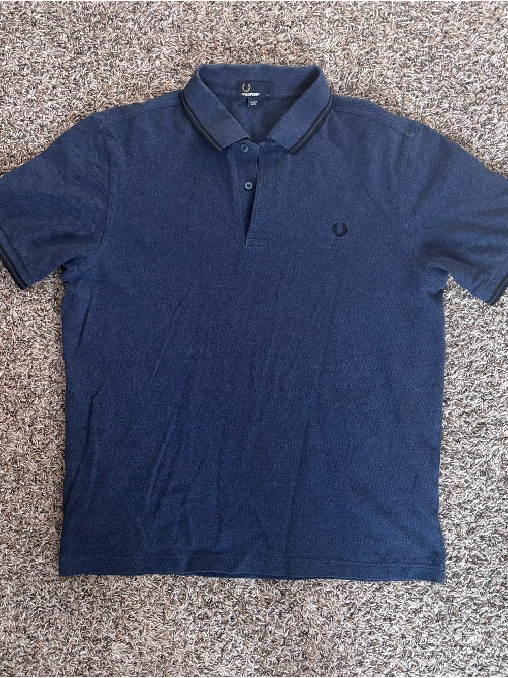 Fred Perry Navy Short-Sleeve Polo with Subtle Laurel Logo